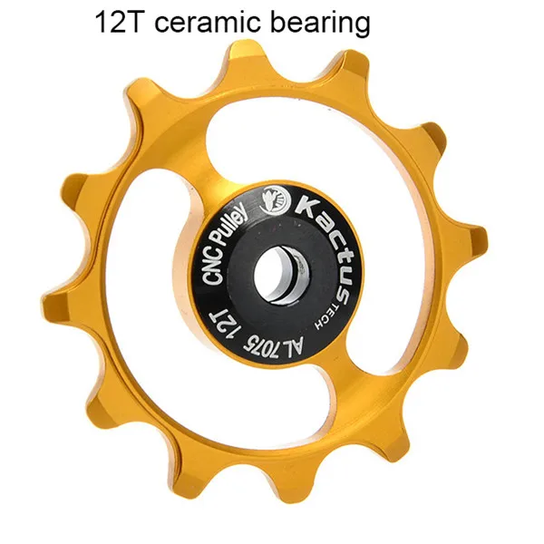 KACTUS TECH 12T керамический подшипник колеса шкив велосипед задний механизм переключения передач колеса жокейки, CNC AL7075-T6 - Цвет: Ceramic Bearing