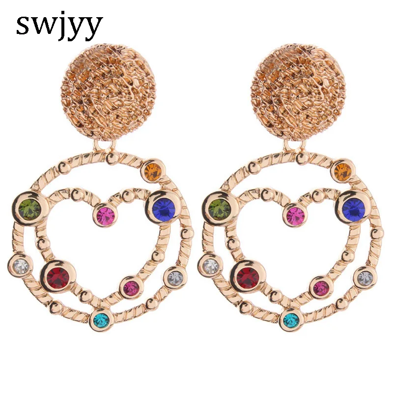 

swjyy Earrings for woman Zine Alloy Brand Rhinestone Snake Big Charm Earring Large Brinco Ear Oorbellen