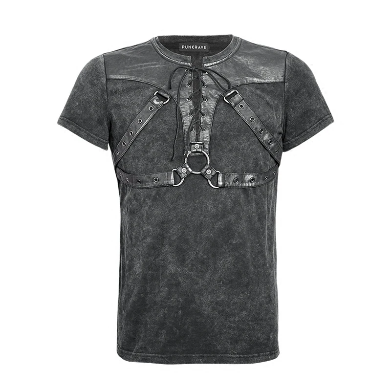 

Goth Steampunk Rock Men's Short Sleeve T-Shirt Spring Summer Military Style Black Casual Tee Shirt Tops