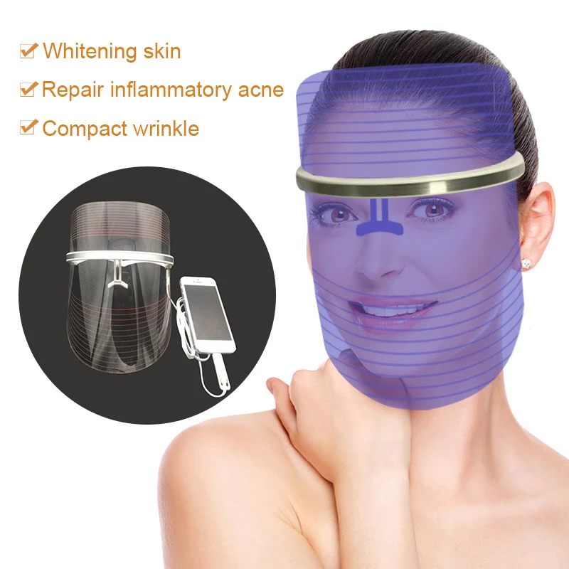

Hot Sale LED Facial Mask USB Beauty Instrument Phototherapy Red Blue Light Shrink Pores Face Skin Care Tool