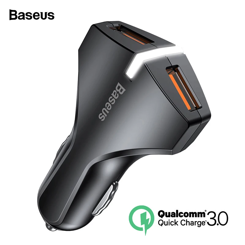 Baseus Quick Charge 3.0 Dual USB Car Charger 5V3A QC QC3.0 Turbo Fast Car Charging Mobile Phone Charger For iPhone X Xiaomi mi 9