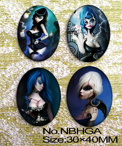 

4pcs Huge Bizarre beauty Oval Glass 40x30mm Cabochon NBHGA