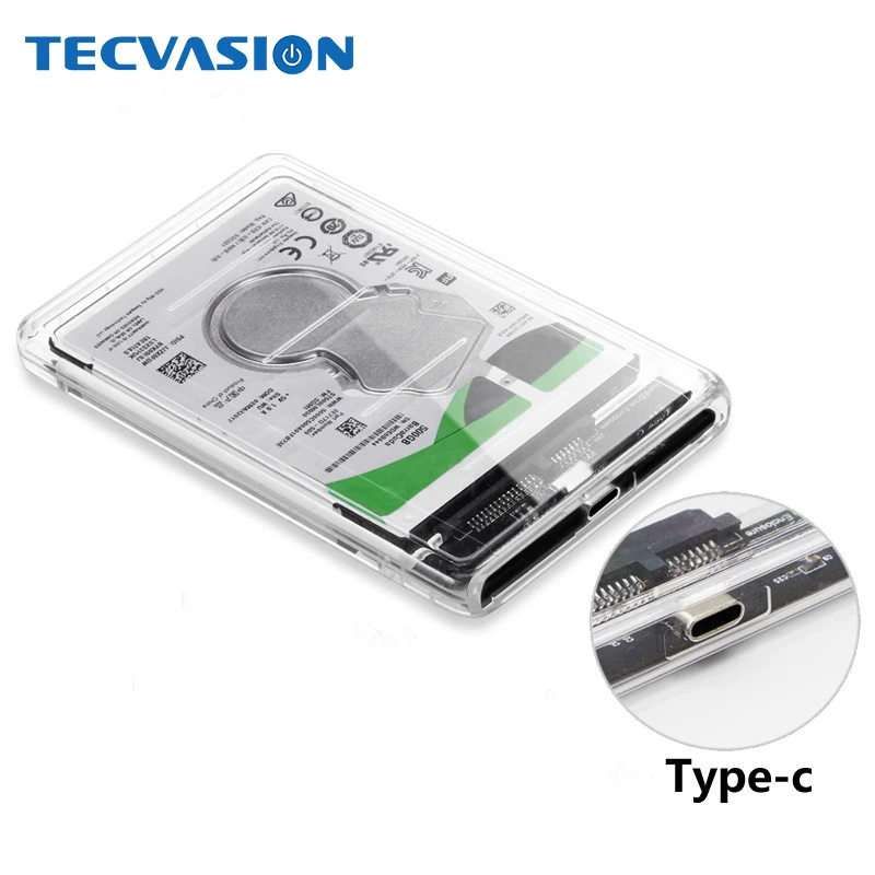 

Transparent HDD Case Type C to USB3.1 2.5 inch Hard Drive Enclosure Support UASP Protocol Hard Disk Cover Case for SATA HDD SSD