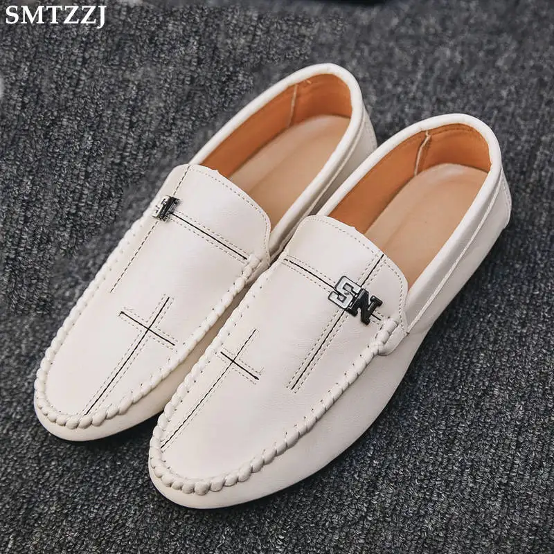 

2019 Brand Soft Summer Leather Men Shoes Loafers Breathable Moccasins Flats Casual Boat Driver Footwear Driving Shoes