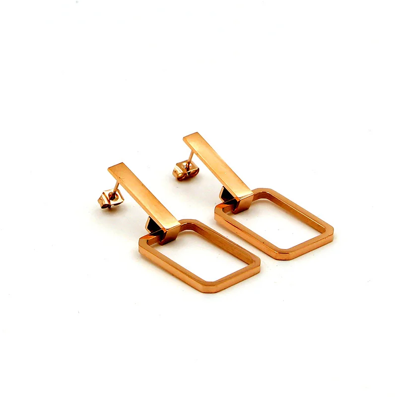 

square shape hollow out Trendy Gold Sliver Color Earrings For Women stainless steel Jewelry fashion earring Dangle Drop Earring