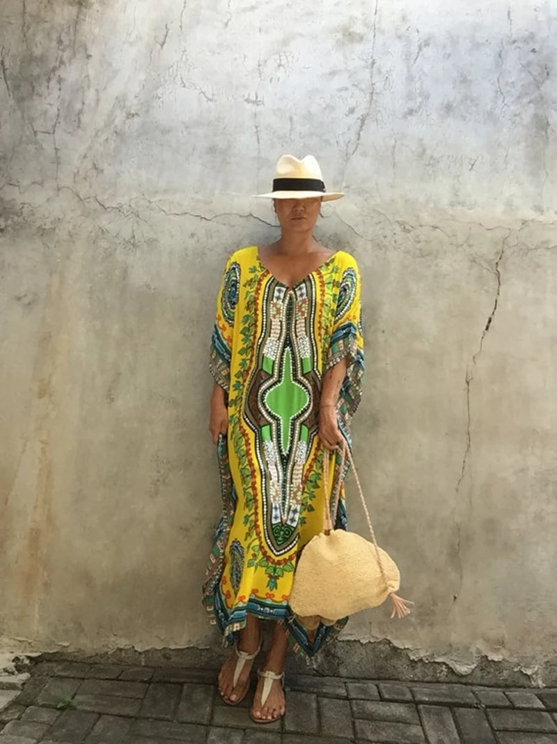 Billige 2018 druck Strand Lange Kleid Sarongs Abdeckung ups Bademode Bobe de Plage Pareo Strand Tuniken badeanzug abdeckung ups saida de Praia