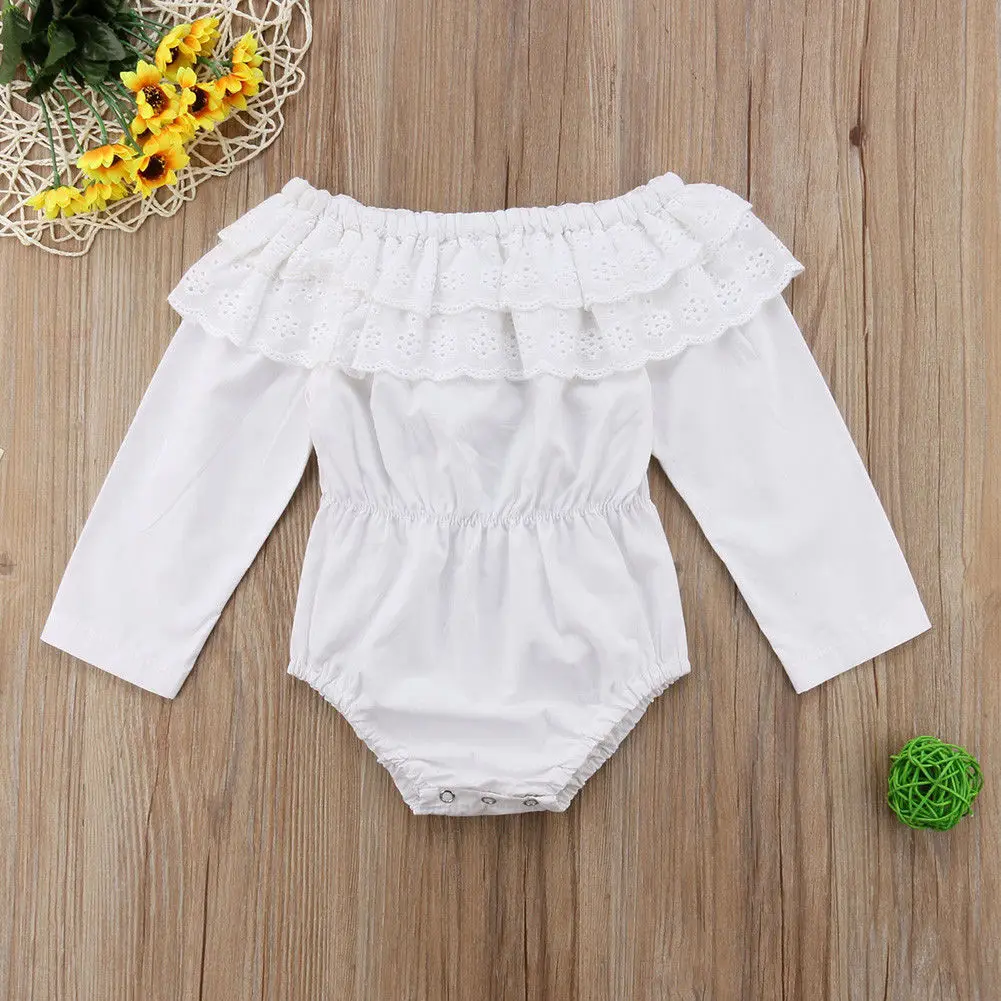 Cute Newborn Baby Kid Boy Girl Ruffle Bodysuit Infant Babies Long