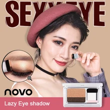 NOVO новые ленивые тени для век корейский стиль ню палитра матовые мерцающие тени для век штамп голый двойной цвет с кистью ню макияж набор