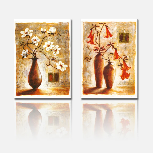 2356 Livraison Gratuite Bouteille Fleurs Peinture Bien Dimprimer Des Dessins Sur Cnavas Sans Cadre 50x70cmx2pcs Dans Peinture Et Calligraphie