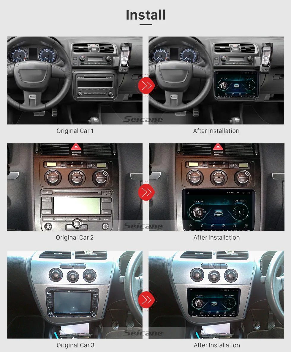 Seicane gps Автомобильный мультимедийный плеер 2din Android 8,1 авто радио для VW/Volkswagen/Golf/Polo/Tiguan/Passat/b7/b6/leon/Skoda/Octavia