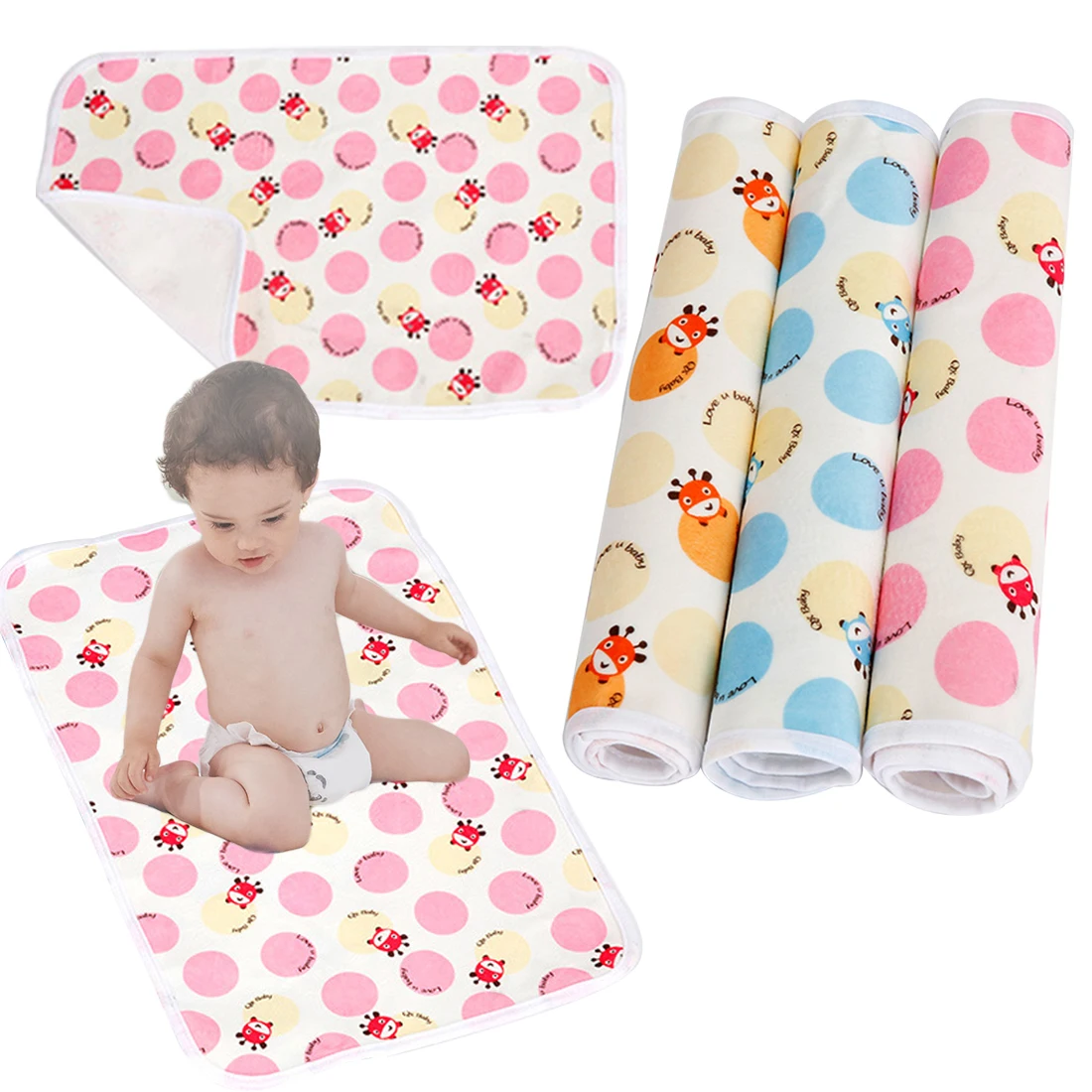 Cartoon Changing Pad Floor mats Cushion Reusable Diaper Baby Changing mat Infants Portable Waterproof Mattress