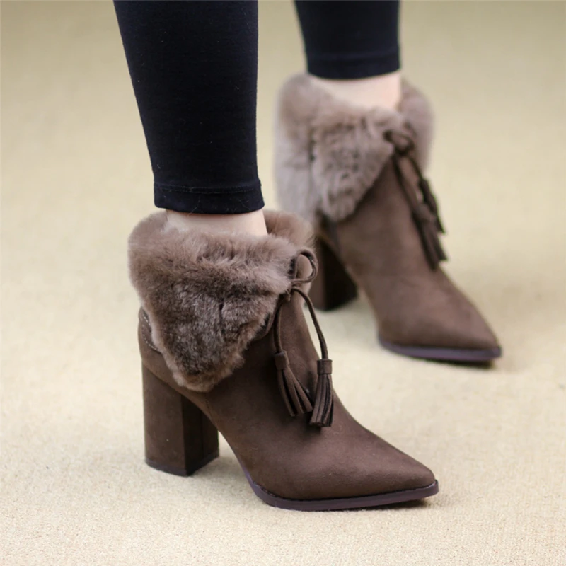 high top boots with fur