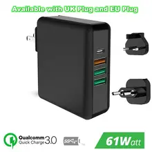 61 Вт PD type C USB быстрое зарядное устройство QC 3,0 быстрое зарядное устройство для Macbook samsung A50 A30 iPhone ноутбук планшет с США ЕС Великобритания штекер Адаптер