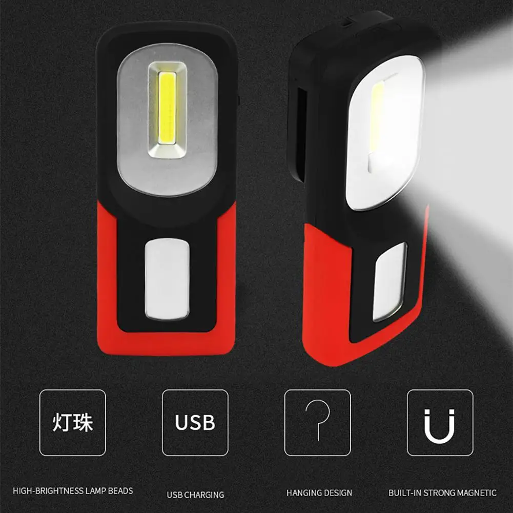 USB Rechargeable COB LED Work Light Flashlight Inspection