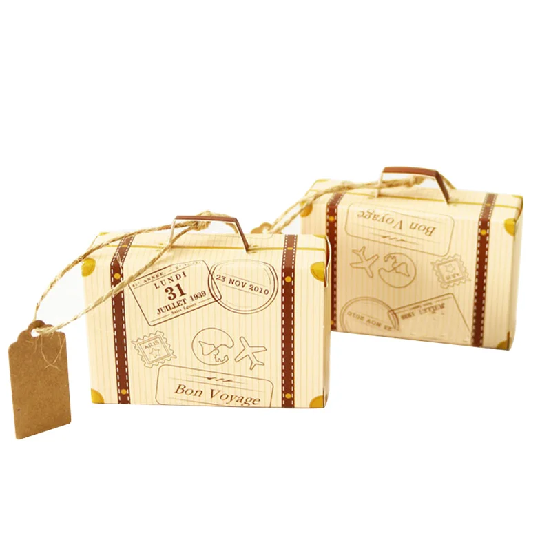 2 шт./компл. креативный мини чемодан дизайн конфетная коробка конфеты упаковочная картонная коробка для шоколада Свадебная подарочная коробка с картой для праздника Вечерние
