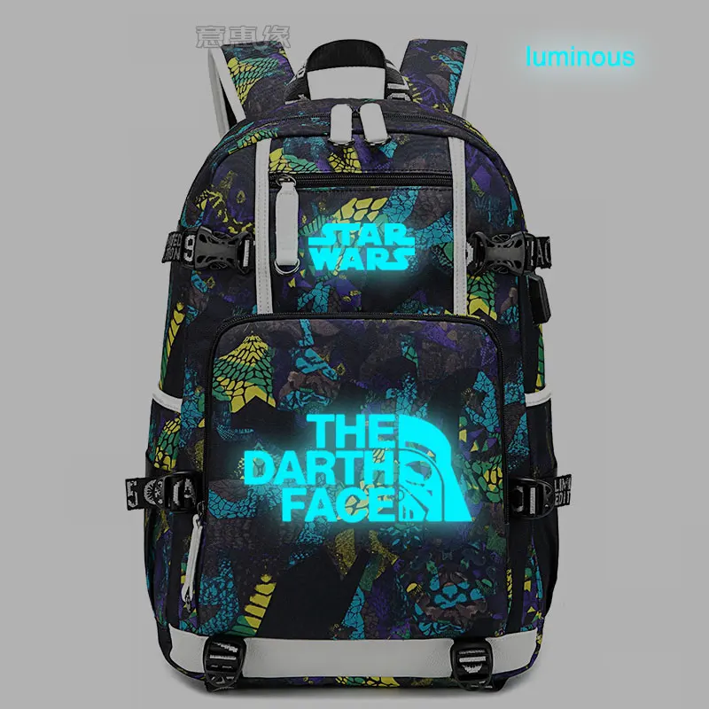 Рюкзак с изображениями из новых «Звездных войн» сумка для ноутбука мужские дорожные сумки USB Кот teather светящийся Оксфорд рюкзак школьный ранец - Цвет: Коричневый