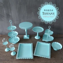 Мечта свадьба Синий Цвет системы форма торта общая группа платформа закуски полка Европейский кованого железа торт диск костюм