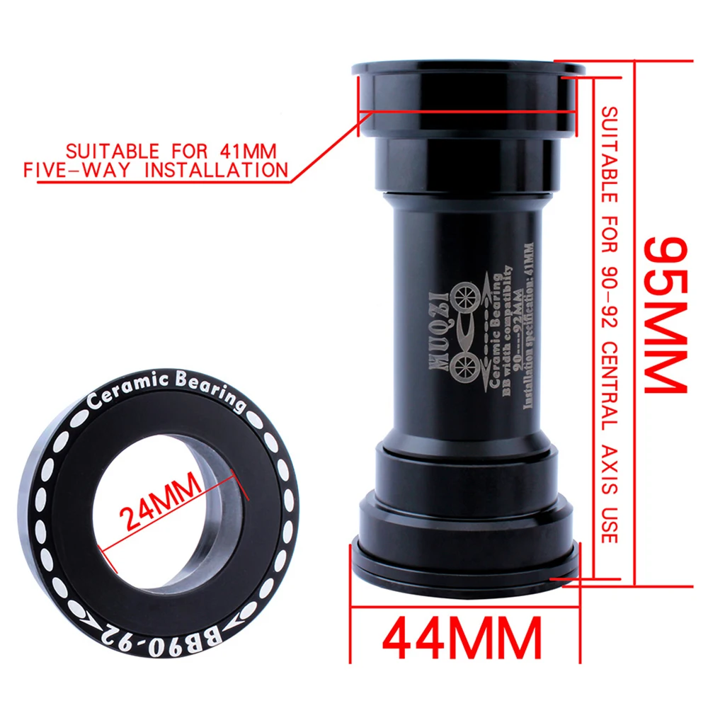 MTB Bike BB 90-92 Bottom Bracket Crank Crankset Axis Shaft with Spacer and Diameter Adapter Converting Bushing