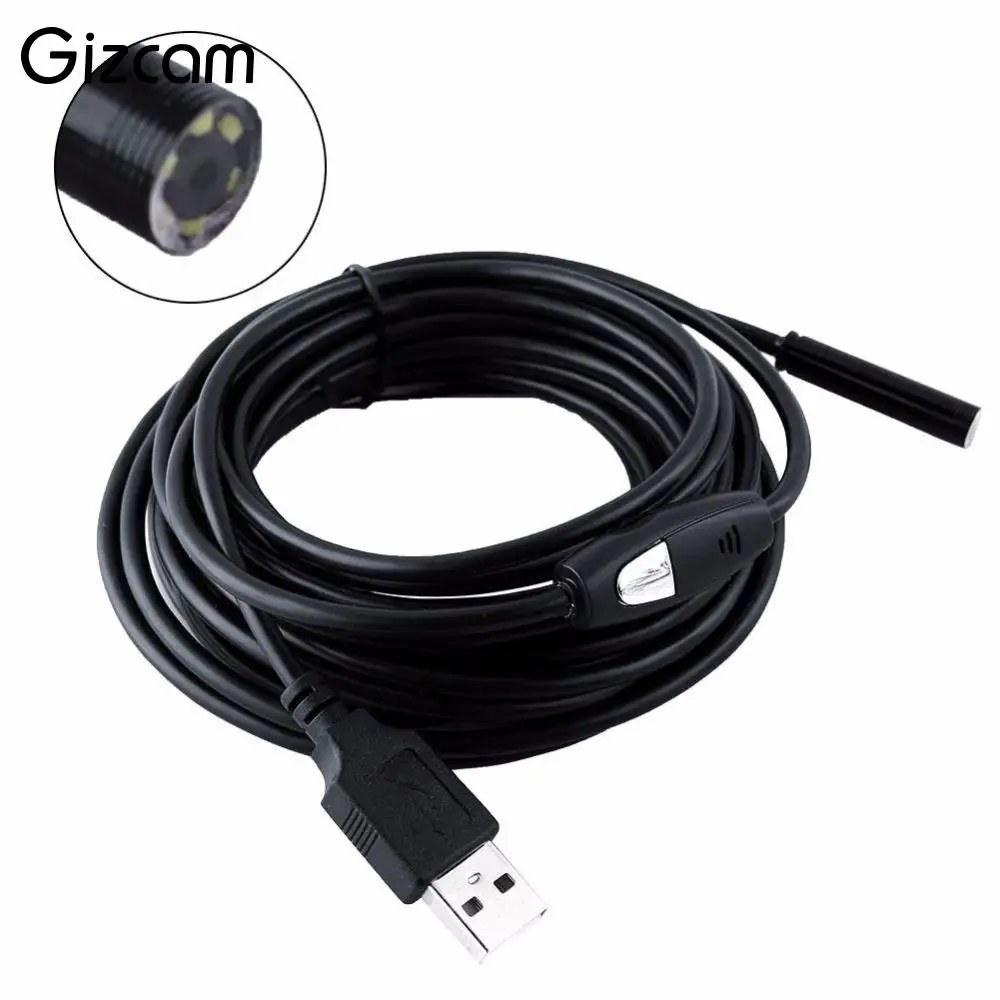 Gizcam 5m 7mm 6 LED USB Endoscope Waterproof Borescope Video Inspection Snake Tube Pipe Mini Camera Camcorder Snapshot Butto camera : image Gizcam 5m 7mm 6 LED USB Endoscope Waterproof Borescope Video Inspection Snake Tube Pipe Mini Camera Camcorder Snapshot Butto camera