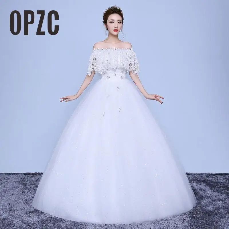 

Autumn New Arrivl 2017 Boat Neck White and Red Wedding Dresses Sleeves Wedding Frocks Bride Ball Gowns Vestidos De Noivas