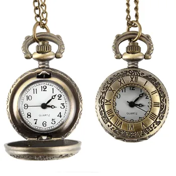 Elegant Fashion Vintage Pocket Watch Alloy Roman Number Dual Time Display Clock Necklace Chain Watches Birthday Gifts LL@17 1
