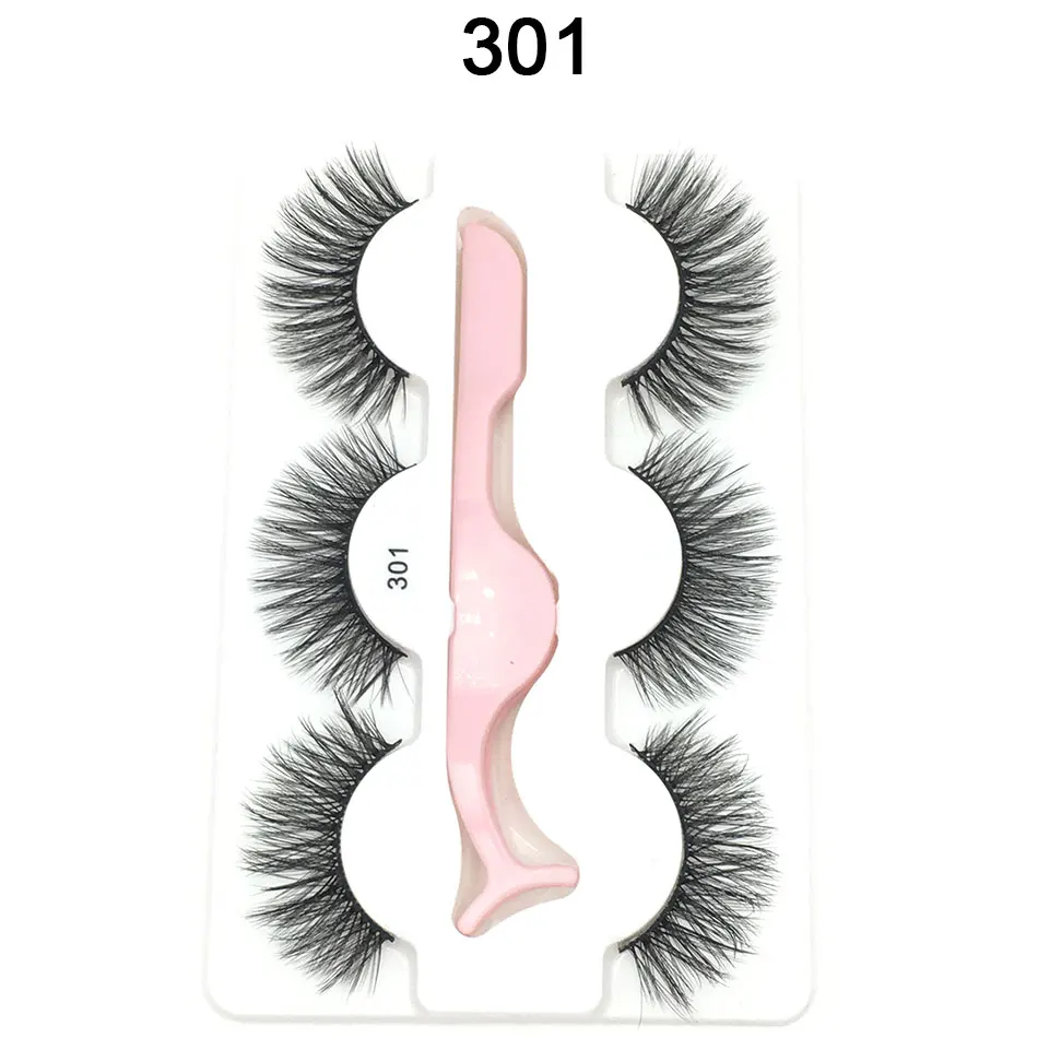 3 Pairs 3D Handmade Fake Eyelashes Natural Long Thick Makeup False Eyelashes Cross Eye Lashes Faux Cils for Makeup Tools