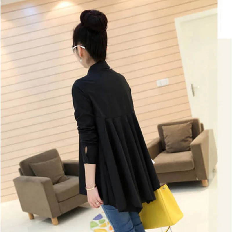 2020 Spring Autumn Maternity Blouses Long Sleeve Shirts Clothes For Pregnant Women Pleated Shirts Pregnancy Clothing Plus Size