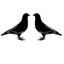 Autocollants en vinyle, 14x13,1 cm, 2 pièces, intéressant, oiseau PIGEON, gauche et droite, noir, argent, pour voiture