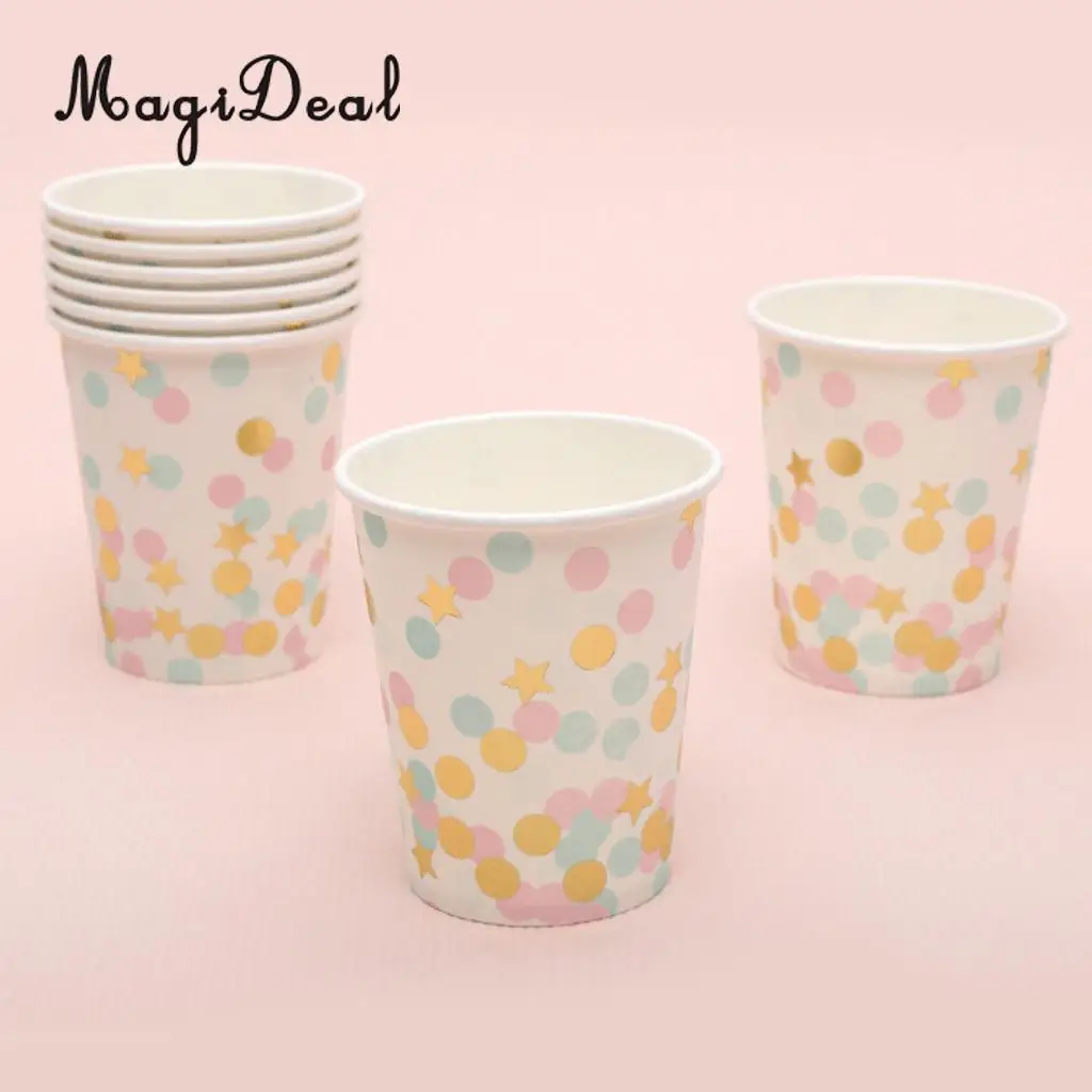 50 Sets Polka Dots Star Paper Plates Cups Baby Shower Birthday Wedding Party Dinner Disposable Tableware