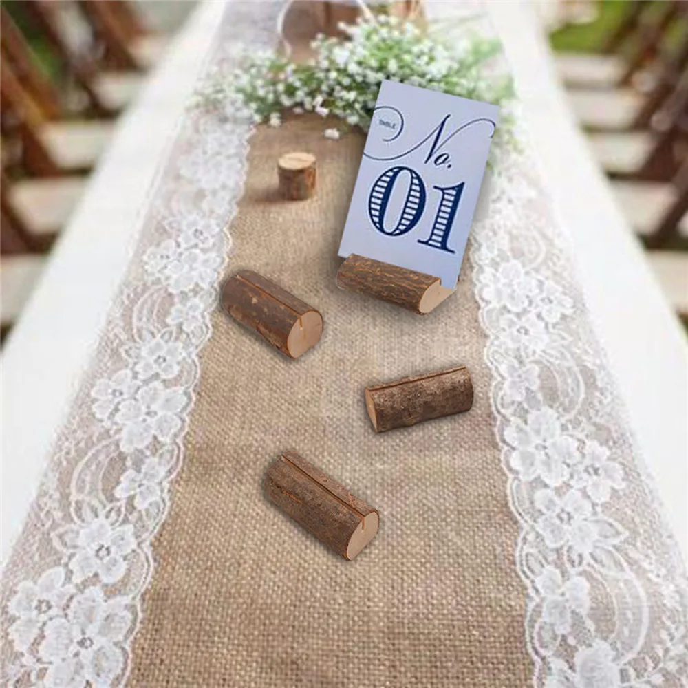 

10pcs Wooden Wedding Name Place Card Holders Natural Folder Rustic Photo Holder Table Menu Number Holder Crafts Ornaments S75!!