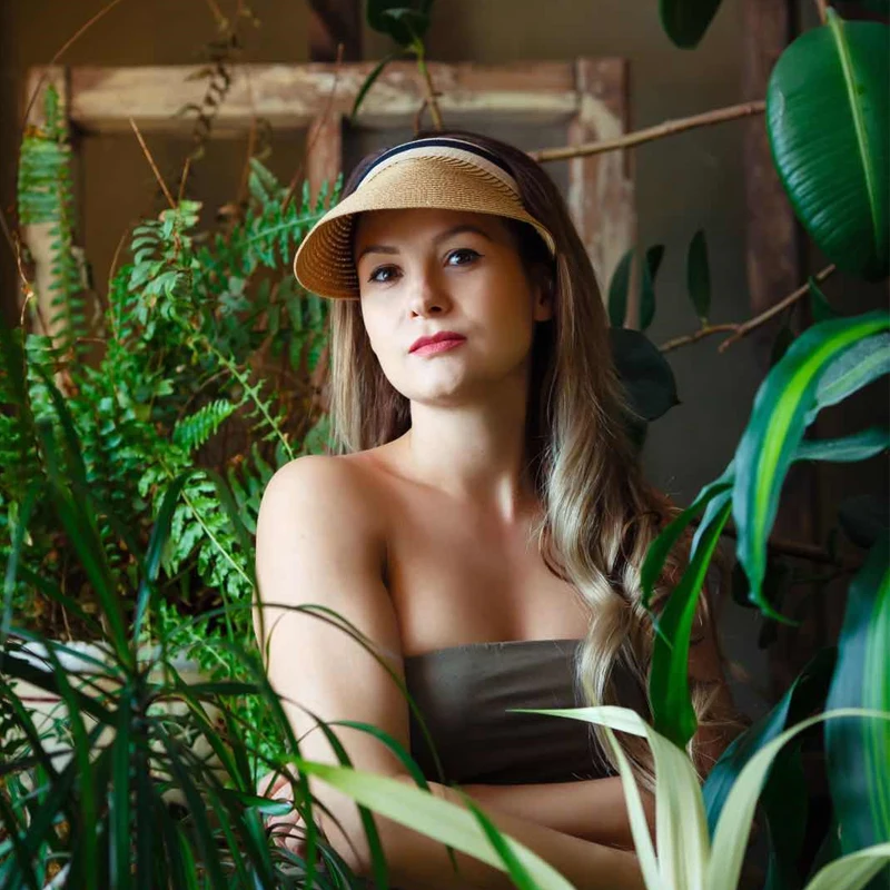 

Visor Woman Sun Cap Women Summer Straw Hat Ponytail Hat Girl Sun Visor Hat Sun Protection Caps for Ladies Gorra Mujer Verano