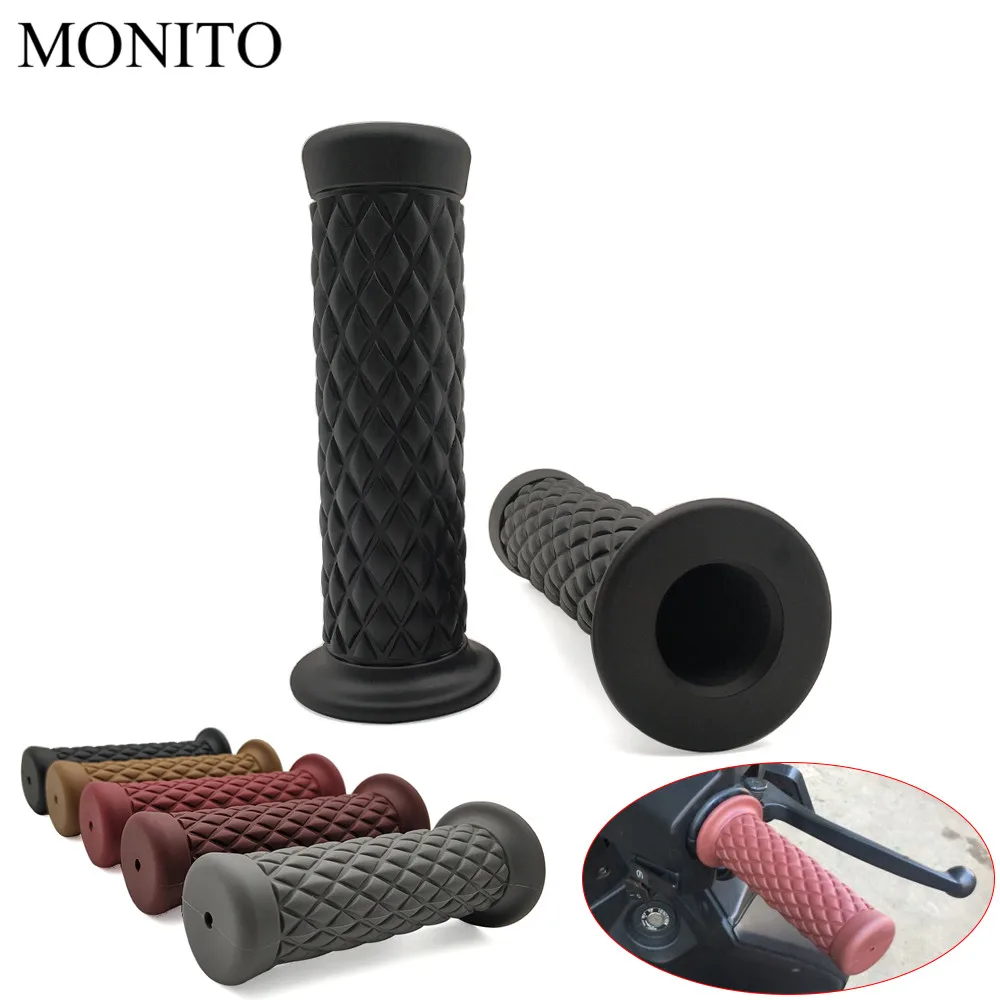 

7/8" 22MM Vintage rubber handlebar Motorcycle handle grip Bar Ends For honda cb190r cb1000r monkey yamaha xp tmax 500 530
