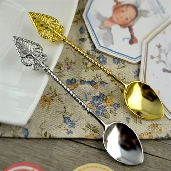 

Golden Stirring Spoon Metal Retro Coffee Spoon Dessert Spoon 12/set