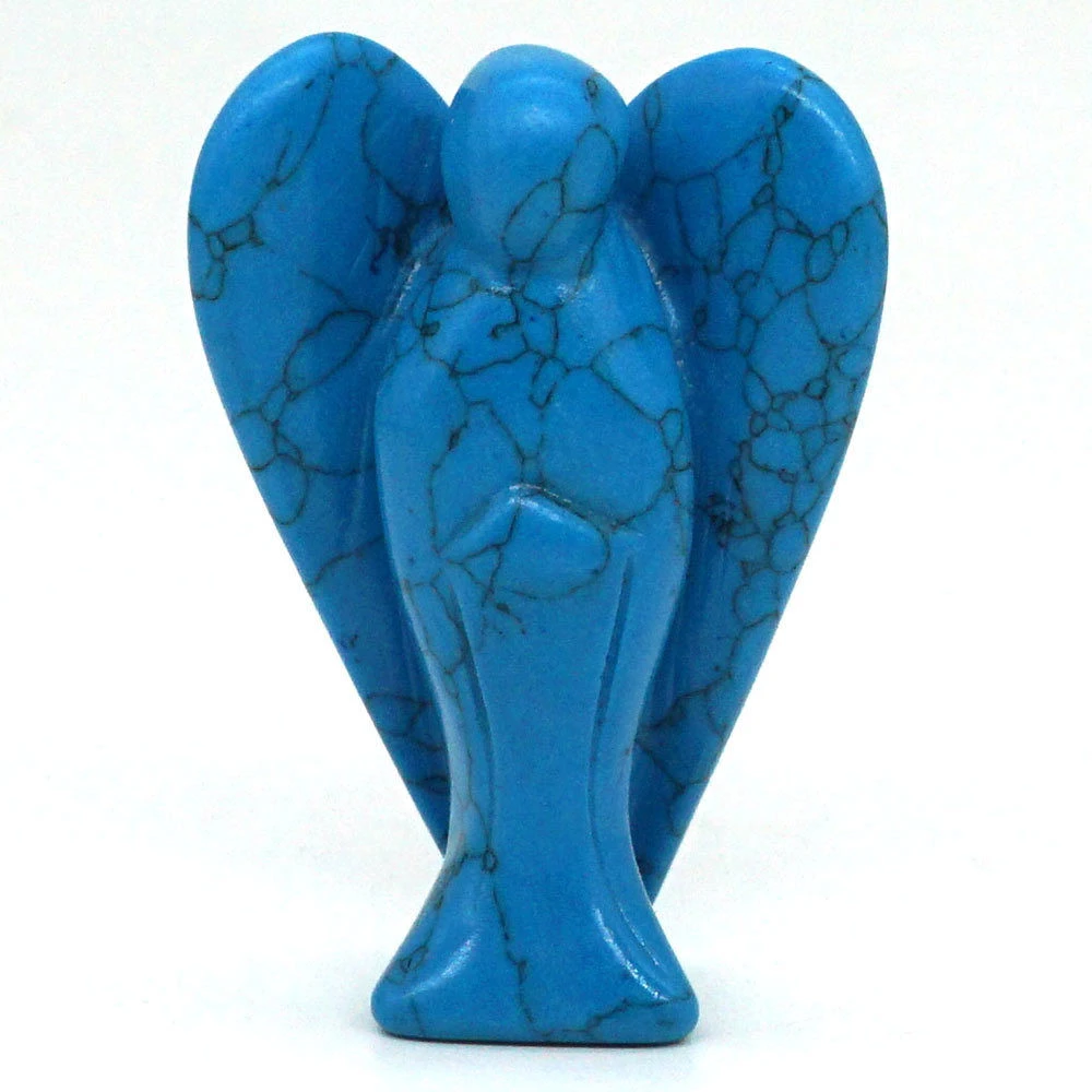 3" Blue Turquoise Stone Carved Angel Statue Crystal Healing Figurine Home Decor 