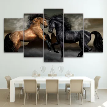 

Modern Decorative Running Horse Painting Canvas Picture Frame 5 Panel Home Decor Canvas Painting Posters