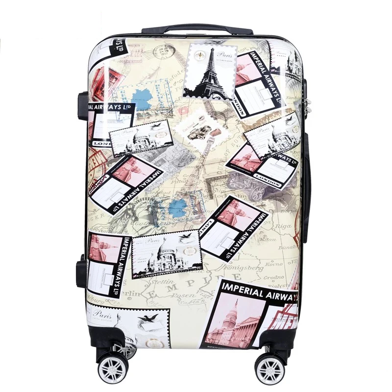 Модный чемодан на колесах вести путешествия чемодан сумка Качество Роскошные Роллинг Багажа интернат пароль pc милая коробочка 20/24 дюйма