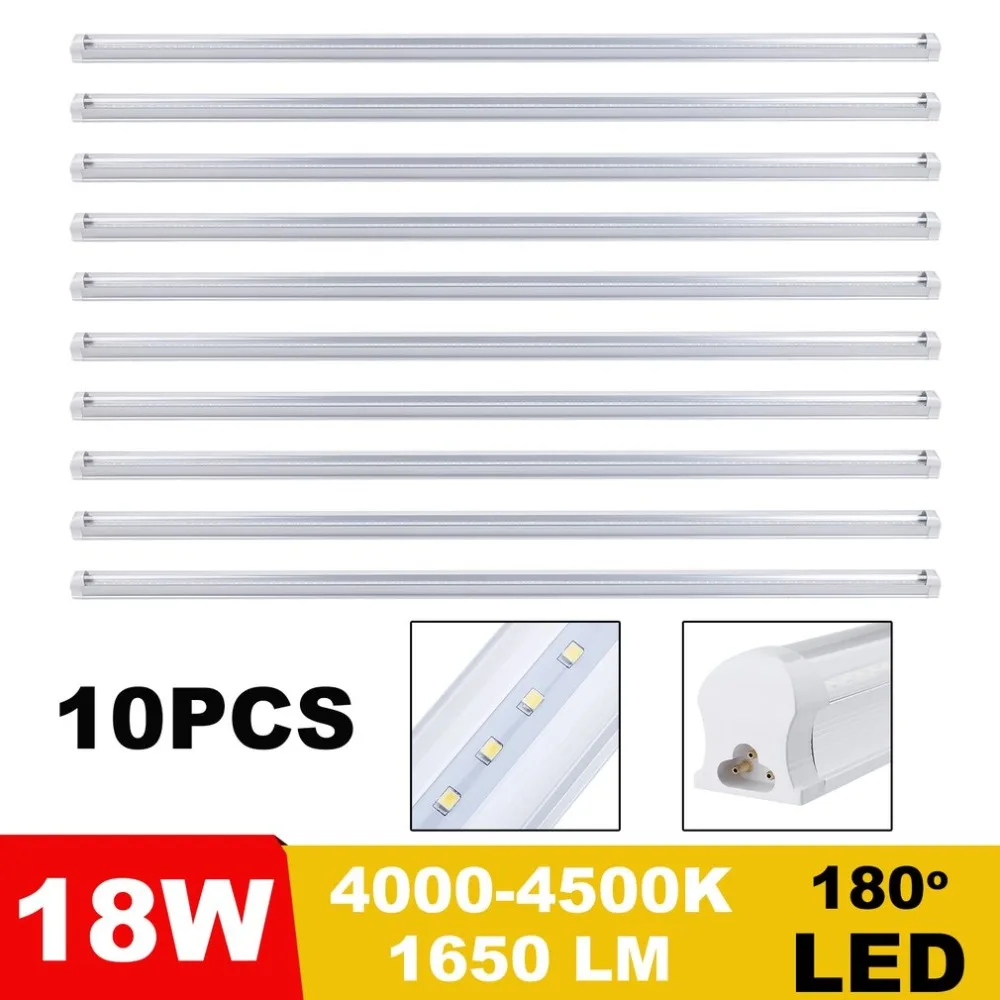 

10Pcs/set LED Tube Light Complete Light T8 Fluorescent LED Tube Light Lamp 1.2M Length 18W Natural White 4000-4500K 85V-265V