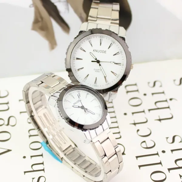 Stainless steel band and case silver plating,simple dial design,knuode  couple lover metal quartz watch - AliExpress