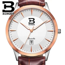 Швейцарские часы мужские люксовый бренд Бингер Бизнес Кварцевые полностью из нержавеющей стали водонепроницаемые наручные B3005M-7