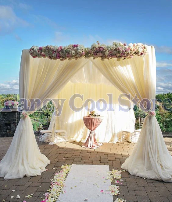Белая свадебная занавеска для павильона и трубы с подзором подставка для палатки навес Свадебный портьеры с подставкой