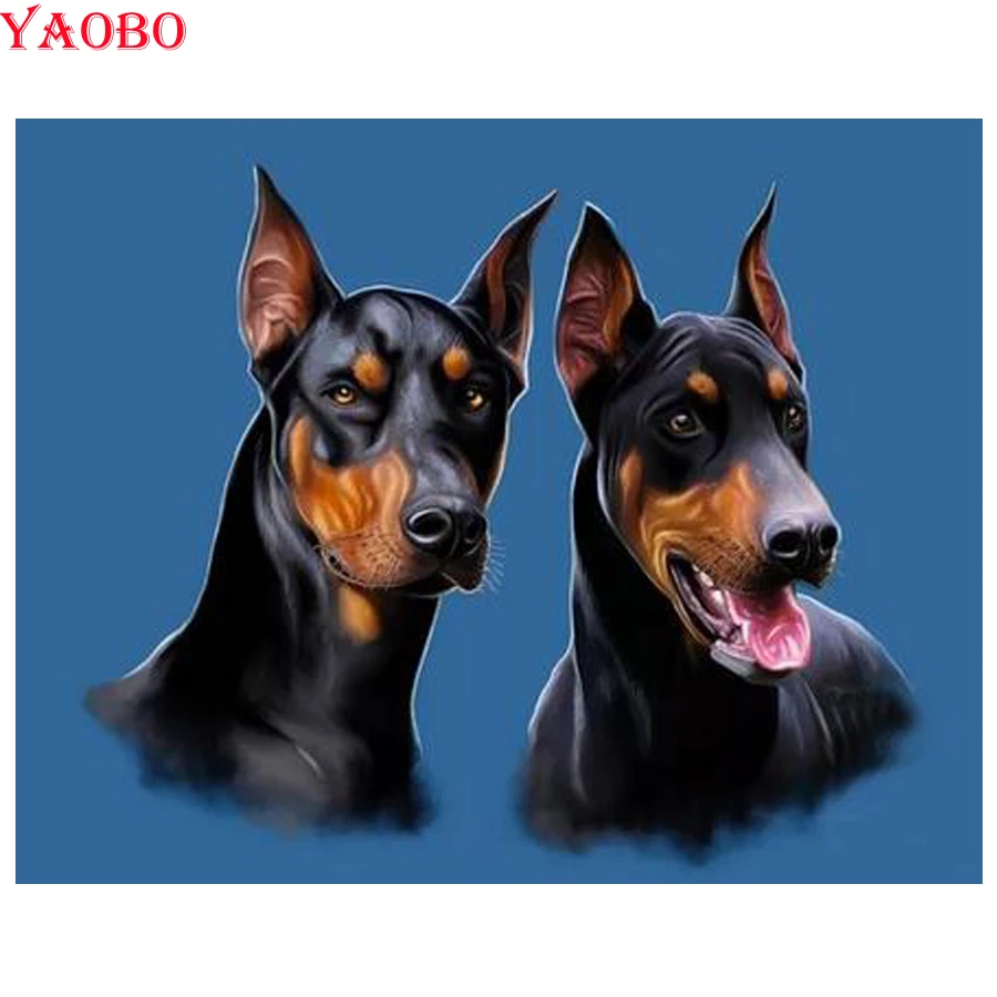 

DIY 5D Diamond Painting Cross Stitch Kits Doberman Pinscher Full Square Round Diamond Mosaic Diamond Embroidery pet dog Pattern