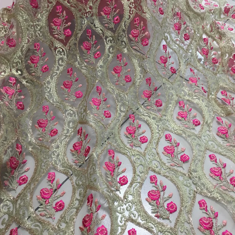 New 1Meter 130CM Widtn High Quality Gold Sequin Paillette Mesh Embroidered Lace Fabric Material For Sew Wedding Dress Cloth Robe