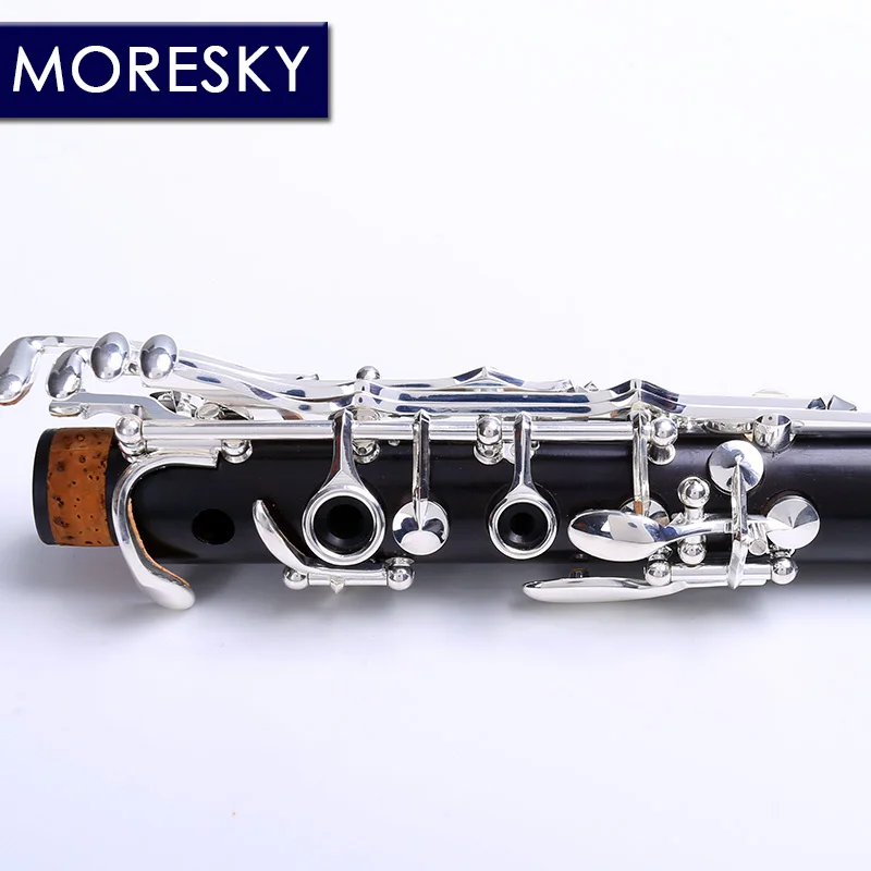 MORESKY Professional кларнет из черного дерева bB tone 17 или 18 Key Посеребренная массива