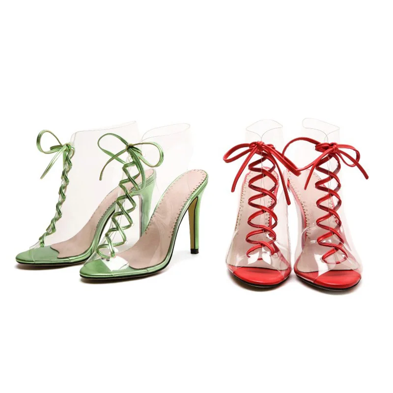 Big Size 33-43 PVC Women Platform Sandals Red Super High Heels Waterproof Female Transparent Wedding Shoes Sandalia Feminina L30 (17)