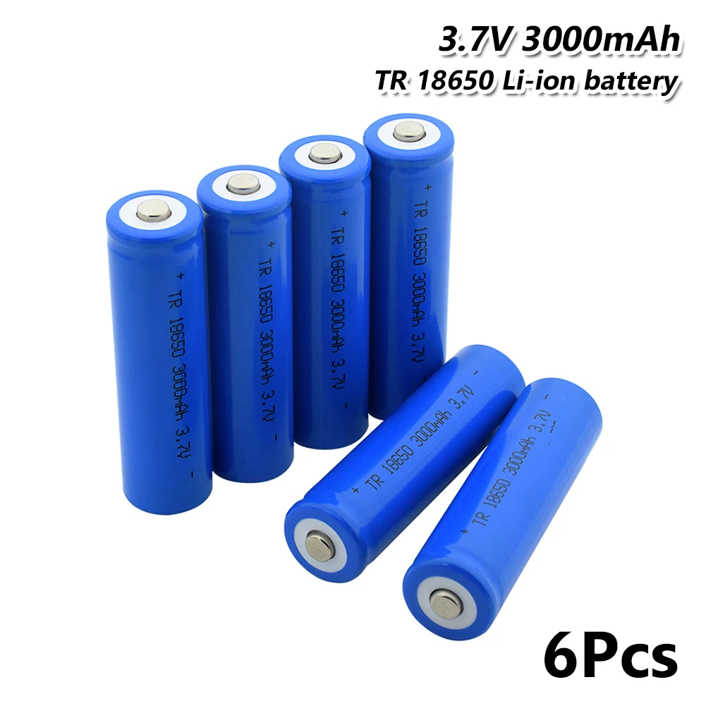 3,7 V 3000mAh 18650 батарея питания литий-ионная аккумуляторная батарея 3000mAh 3,7 V аккумуляторная батарея - Цвет: 6 Pcs