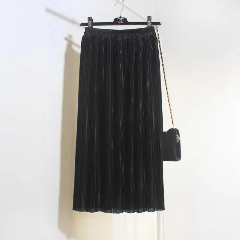 Жемчужная сатиновая прозрачная Ультра гладкая плиссированная юбка винтажная длина до пола длинная юбка с высокой талией