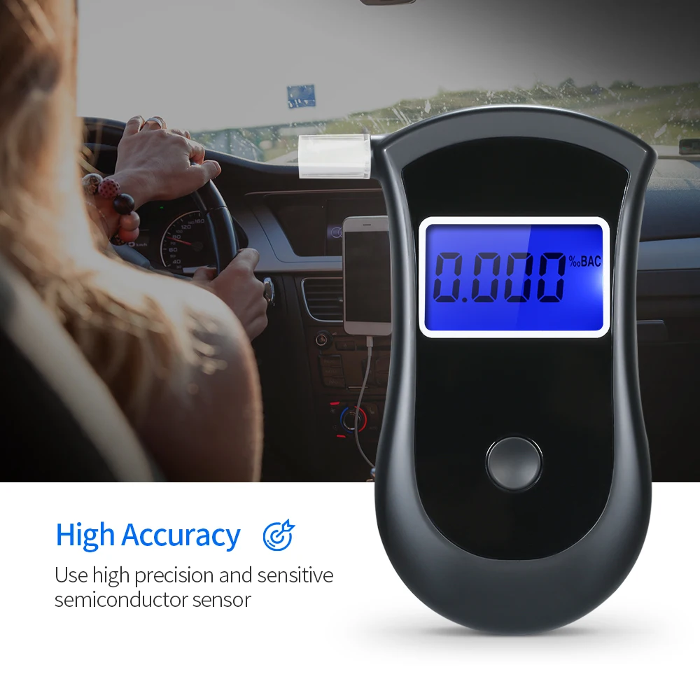

Portable Breath Alcohol Tester Breathalyzer Professional Digital Alcohol Tester with 5pcs Transparent Mouthpieces AT2600