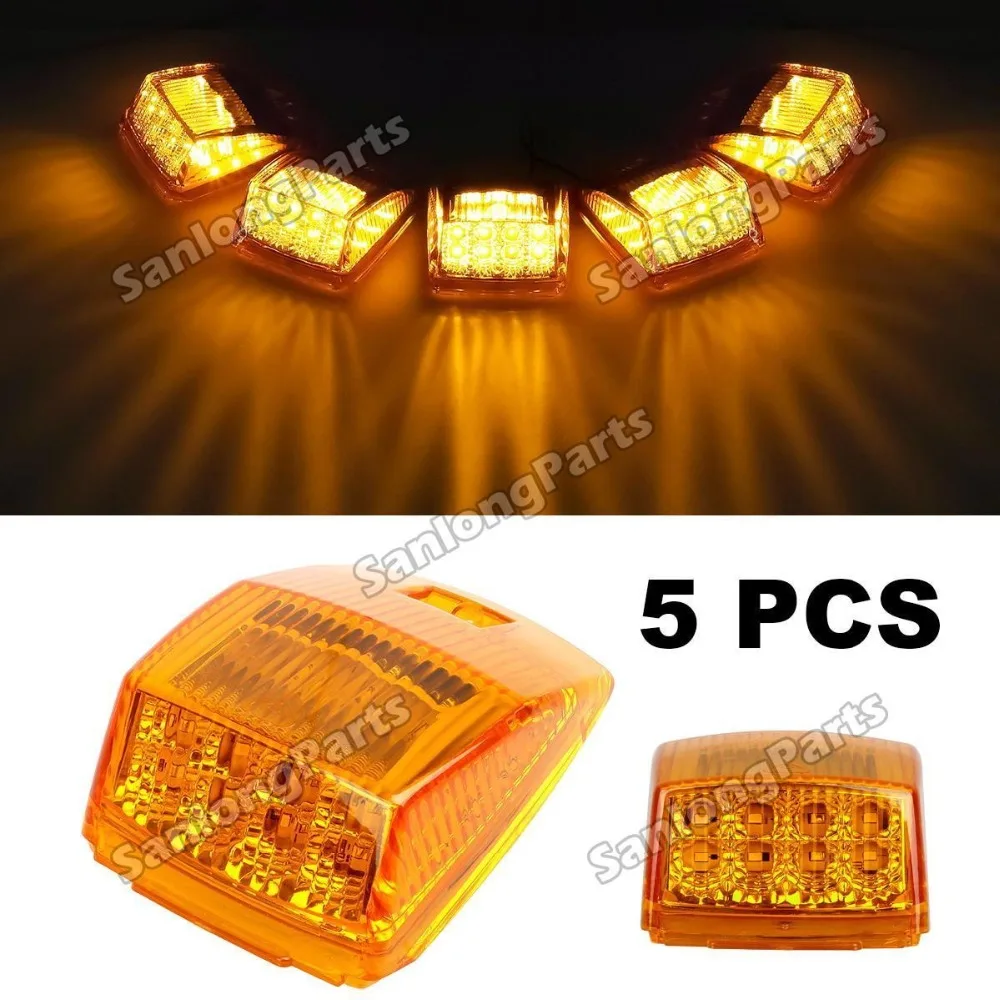 

5xAmber Lens Amber 17 LED Roof Running Top Clearance Light Assembly for Kenworth 12V 24V
