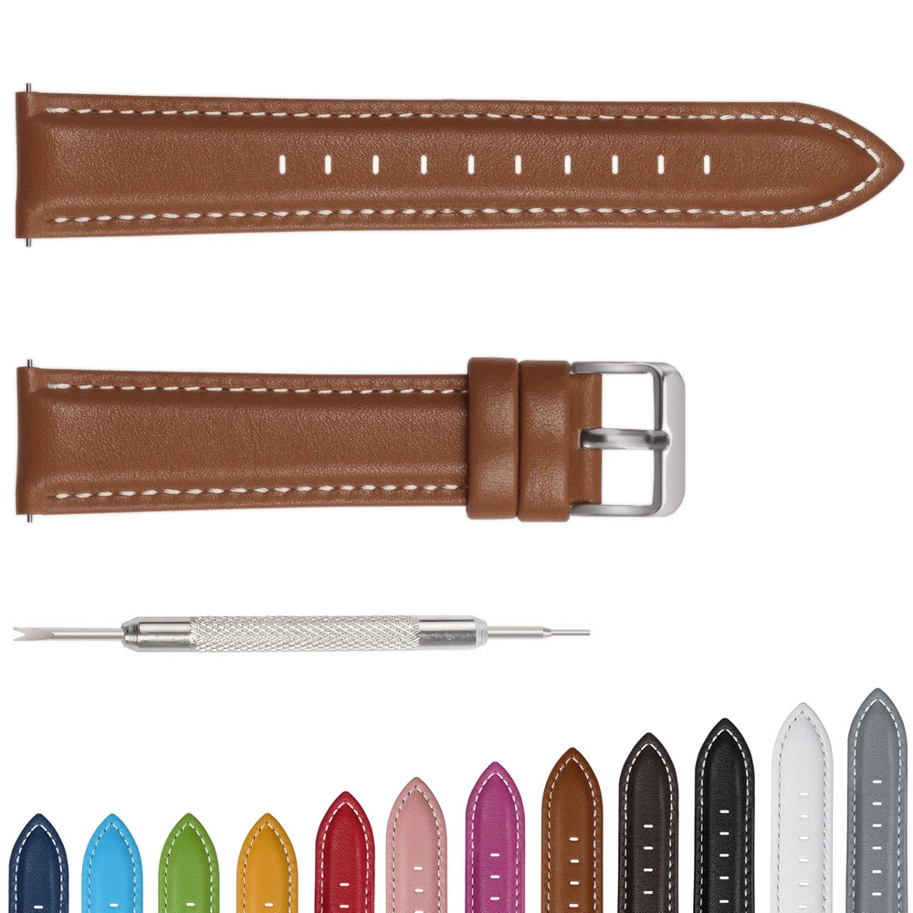 15 Colors of Cow Leather Watch Band Strap Wristband Belt for Men Women | Наручные часы