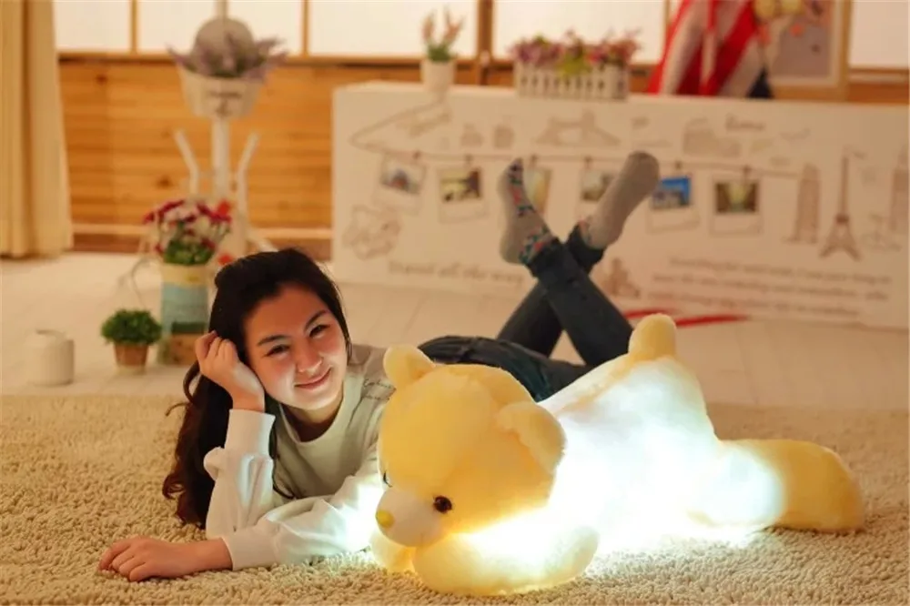 Хит, 50 см, Классический светящийся плюшевый мишка, собака, светодиодный светильник, плюшевая подушка, игрушки для детей, плюшевая кукла в виде животного, рождественский подарок